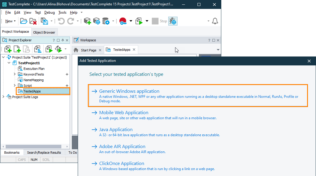 Testing CEF applications in TestComplete: Add a CEF application in the Tested Applications collection Testing CEF applications in TestComplete: Add a CEF application in the Tested Applications collection