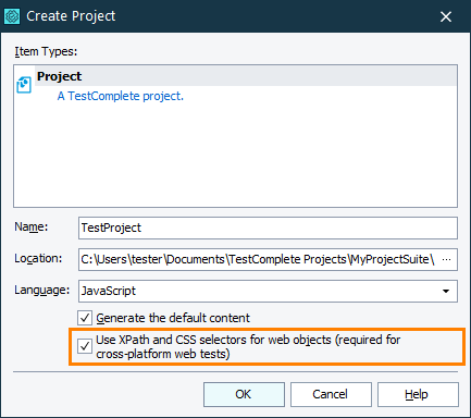 Enabling cross-platform web testing when creating a new project Enabling cross-platform web testing when creating a new project