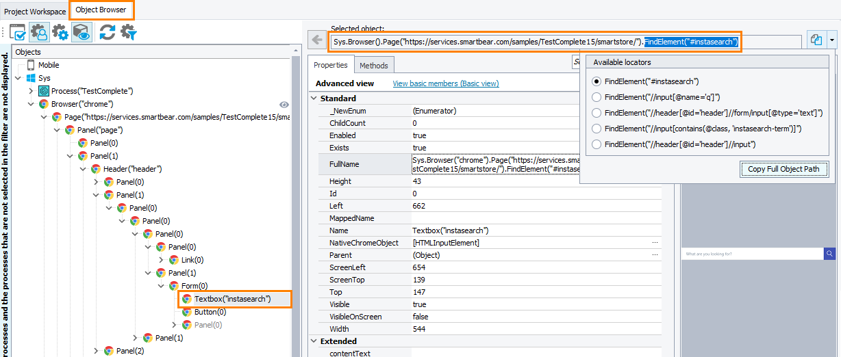 Addressing web objects by using FindElement method in Object Browser Addressing web objects by using FindElement method in Object Browser