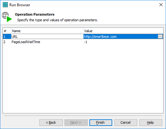 Run Browser wizard: specifying a URL Run Browser wizard: specifying URL