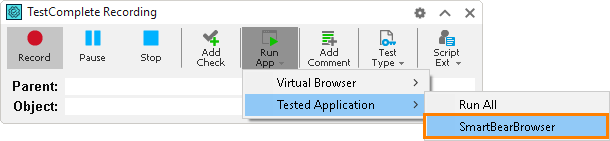 Running SmartBearBrowser during recording Running SmartBearBrowser during recording
