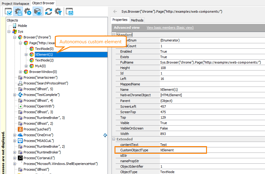 Autonomous custom element Testing web applications that use Web Components in TestComplete: Autonomous custom element