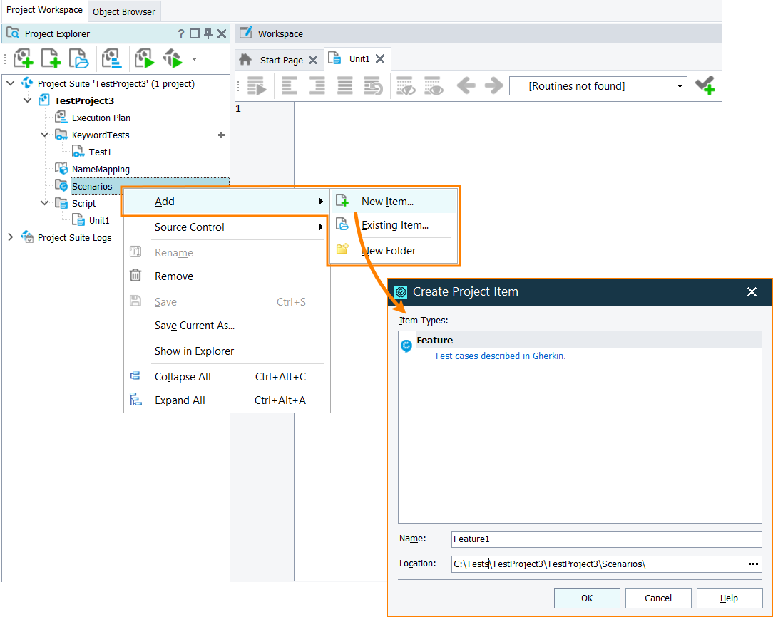 Adding a new Feature project item Add a new Feature project item