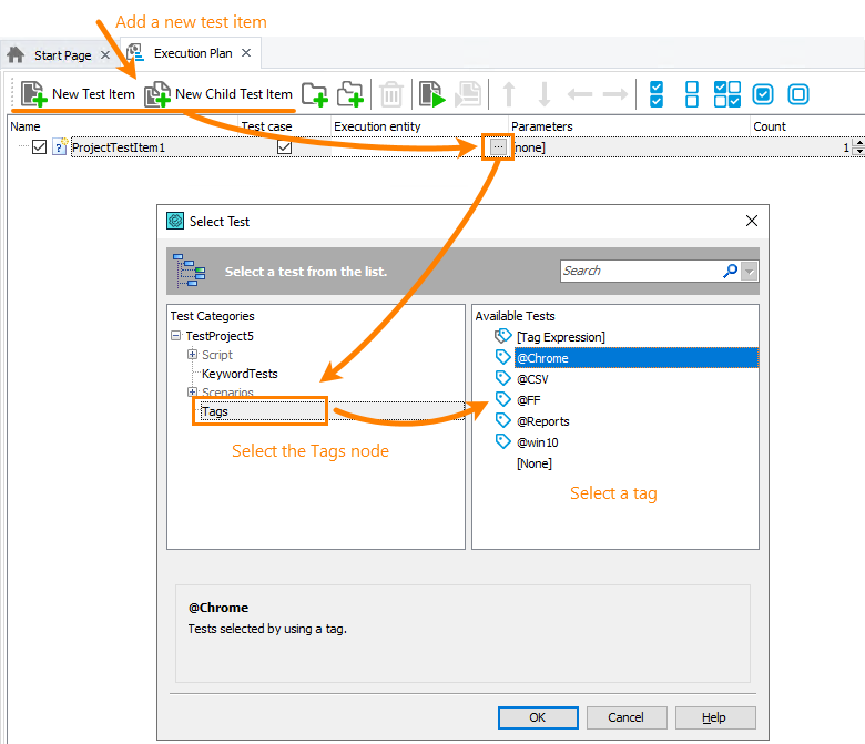 Run by tag from the Execution Plan editor Run by tag from the Execution Plan editor