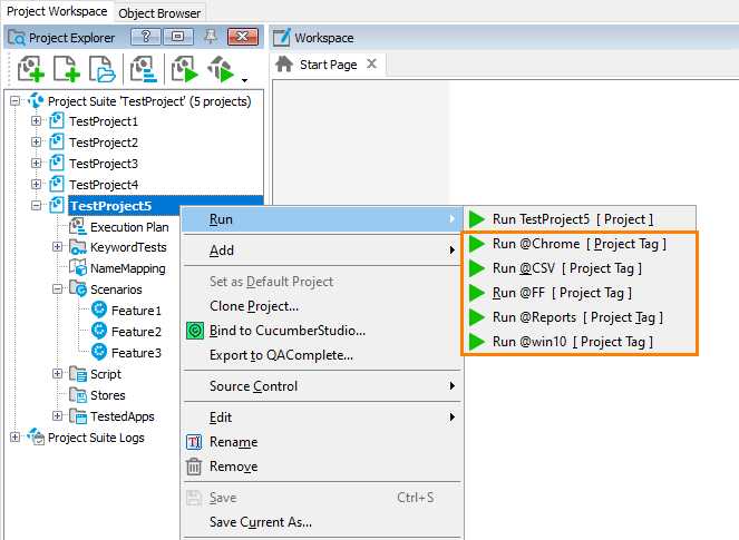 Run features and scenarios by tag Run scenarios by tag