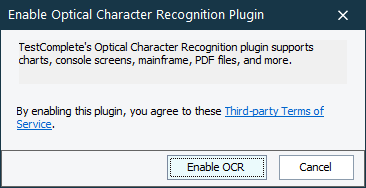 Enable the Optical Character Recognition plugin provided by the Intelligent Quality add-on Enable the Optical Character Recognition plugin provided by the Intelligent Quality add-on