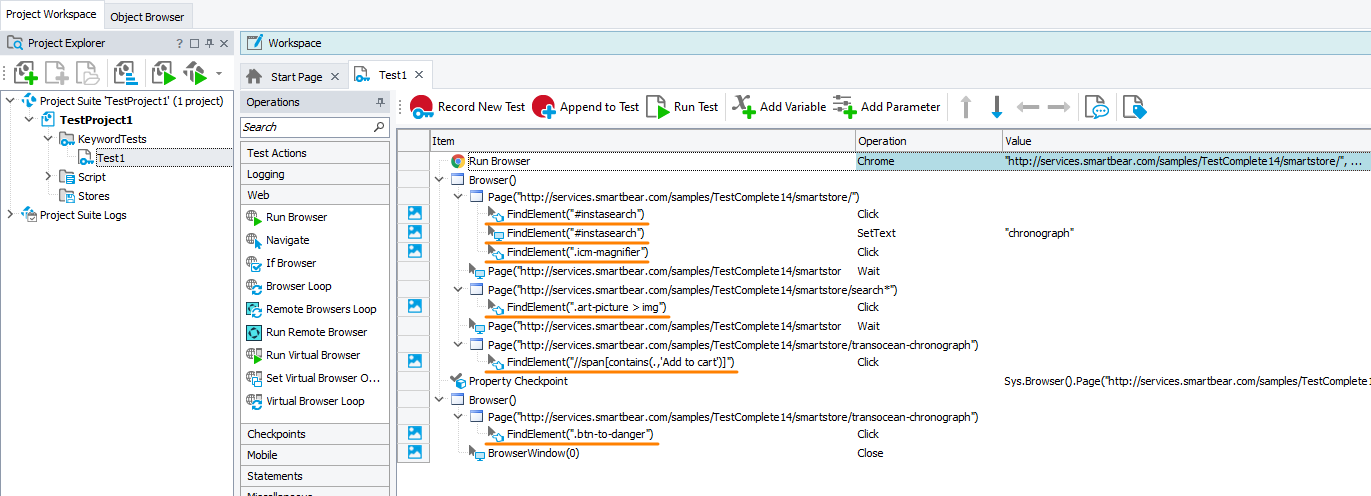 The FindElement method in recorded tests The FindElement method in recorded tests