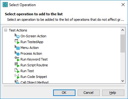 Select Operation Dialog Select Operation Dialog