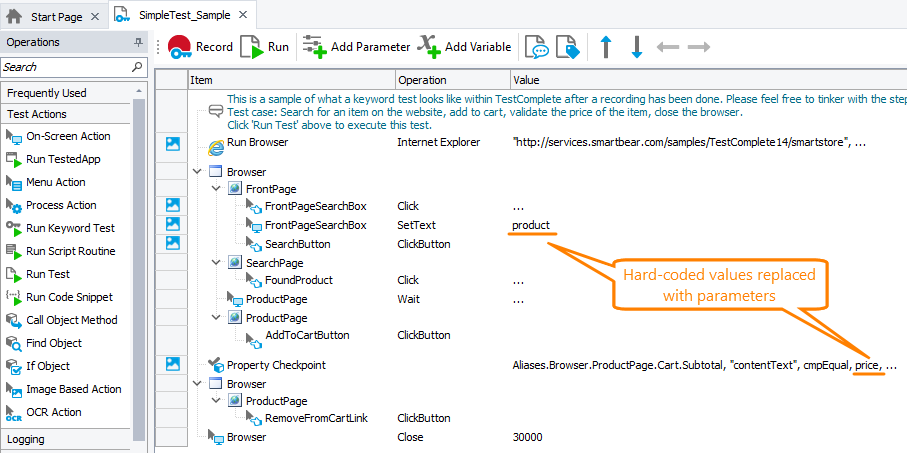 Parameterized test Parameterized test