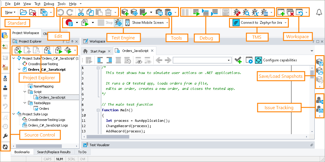 TestComplete toolbars TestComplete toolbars