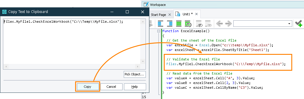 The added Excel Ceckpoint in script tests The added Excel Ceckpoint in script tests