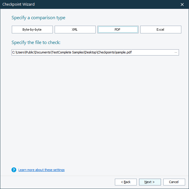 PDF Checkpoint: Specifying a PDF File to Check PDF Checkpoint: Specifying a PDF file to check