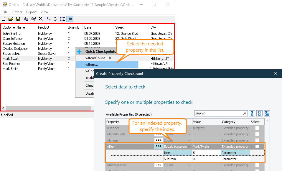 Quick Checkpoints: Specifying a property index Quick Checkpoints: Specifying property index