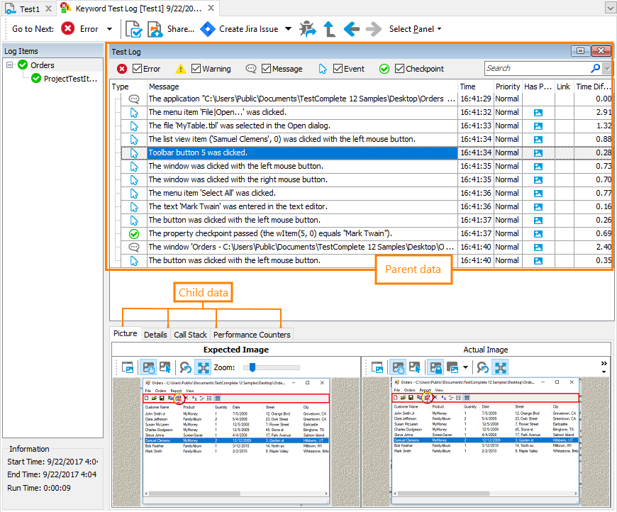 Parent and child data Parent and child data