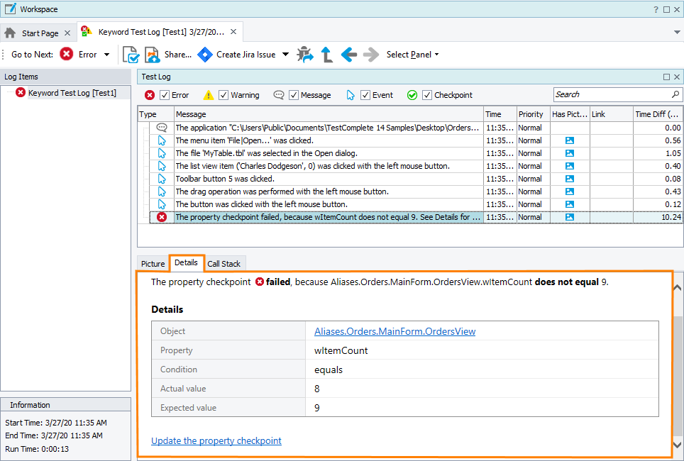 The Detail panel The Detail panel