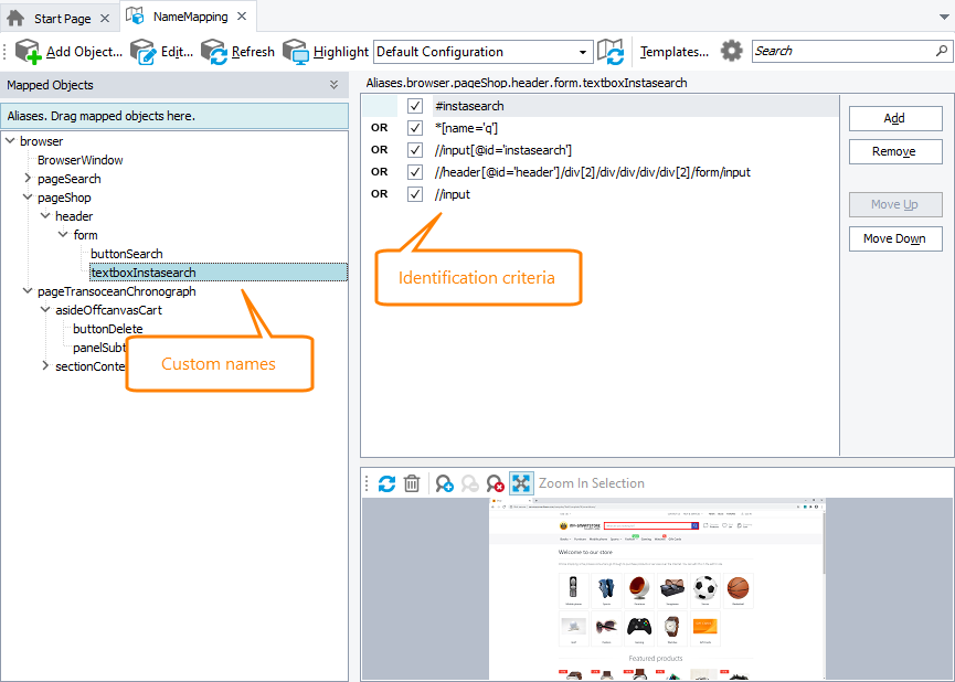 Addressing objects when Name Mapping is used and the project is configured to use XPath expressions and CSS selectors to locate web objects Addressing objects when Name Mapping is used and the project is configured to use XPath expressions and CSS selectors to locate web objects