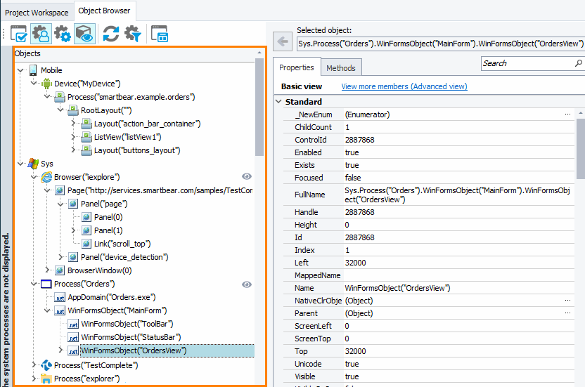 Object hierarchy in Object Browser Object hiearchy in Object Browser