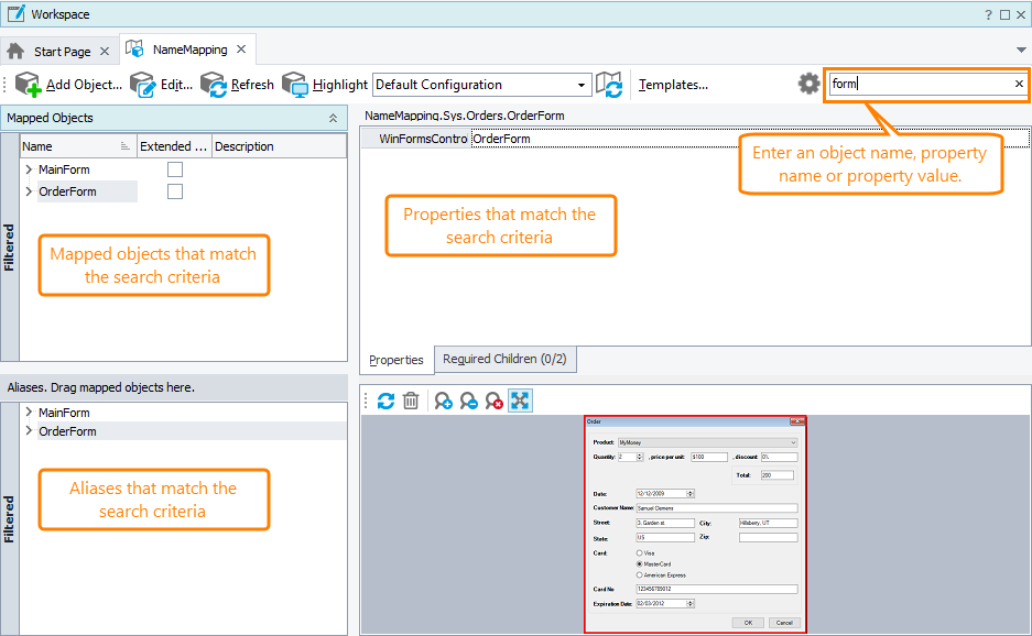 Search for mapped objects Search for mapped objects