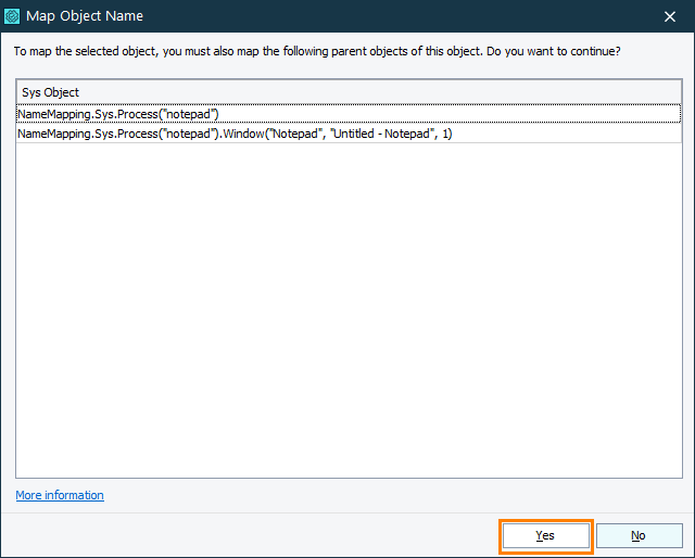 Select to map parent objects Select to map parent objects