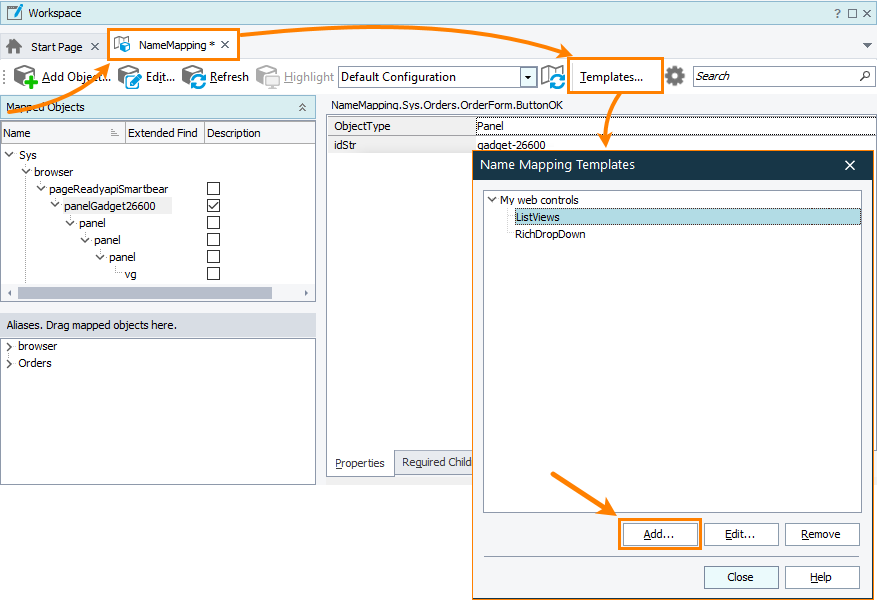 Create Name Mapping templates: Start Create Name Mapping templates: Start