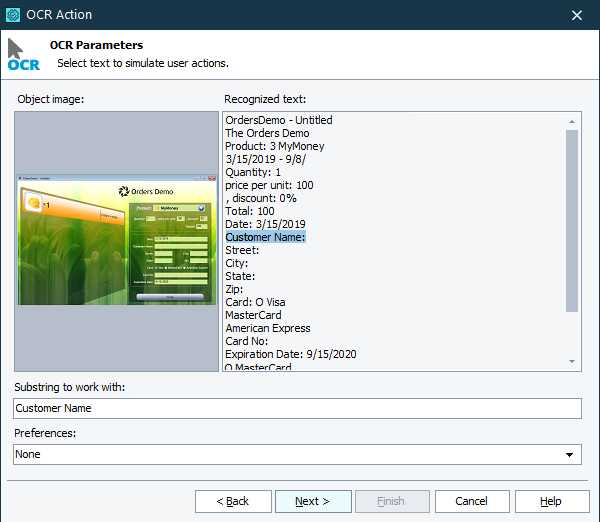 Select a text fragment near the target control Select a text fragment near the target control