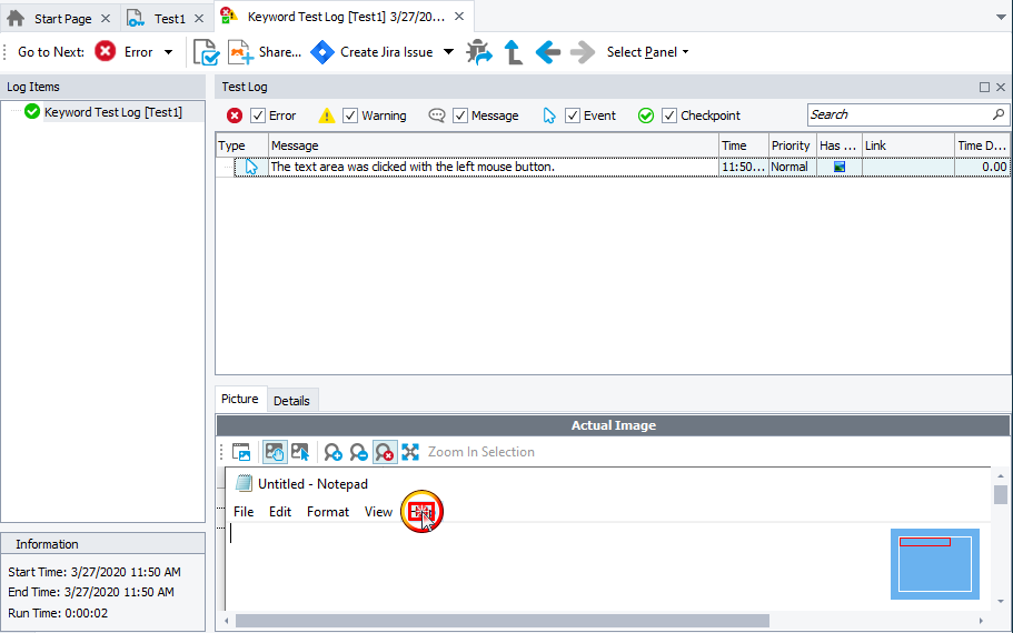 Test log OCR Tutorial: Test log