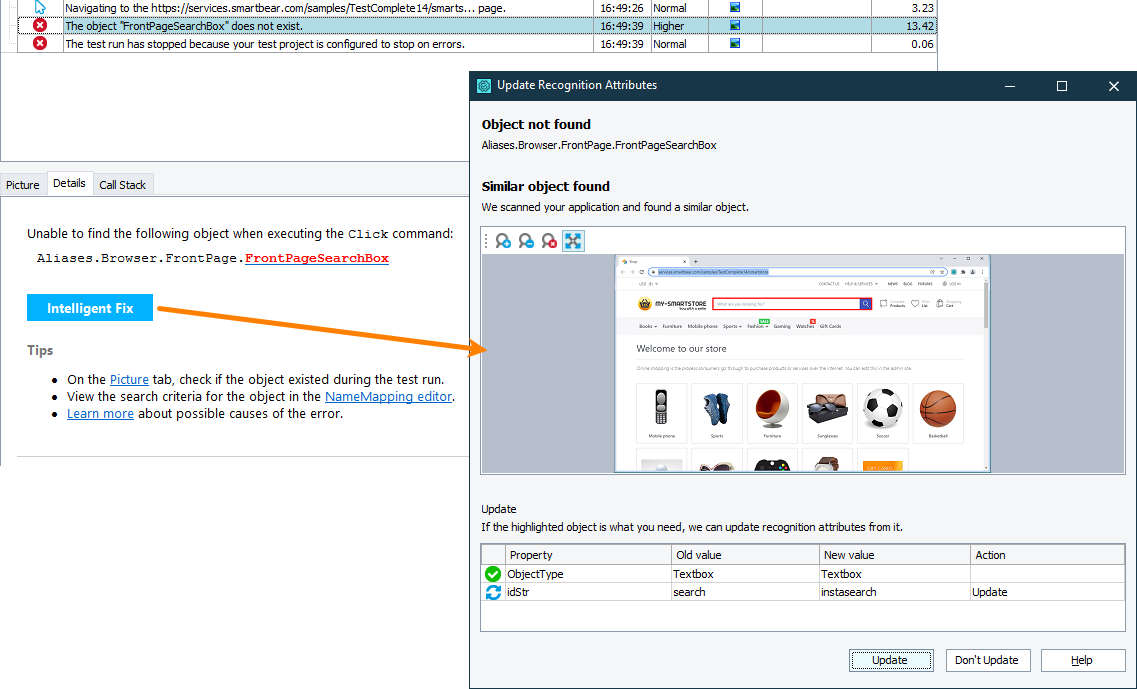 Click Intelligent Fix to view and update recognition attributes Click Intelligent Fix to view and update recognition attributes