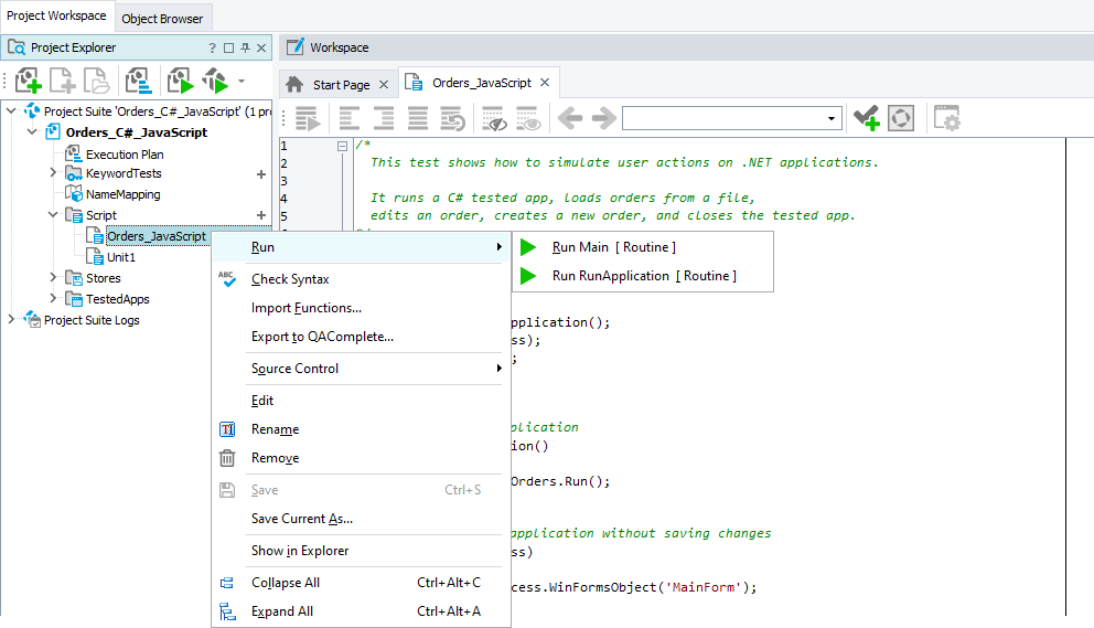 Running a script routine Running a script routine