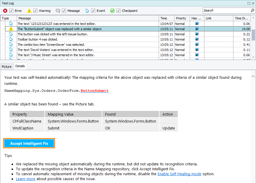 Apply suggested changes Self-healing tests in TestComplete: Apply suggested changes