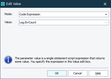 Specifying code expression as Value1 Specifying code expresstion as Value1