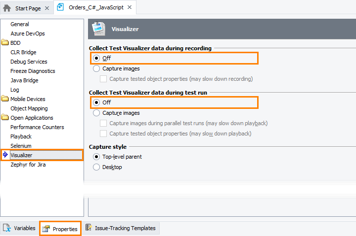 Disabling Test Visualizer Disabling Test Visualizer