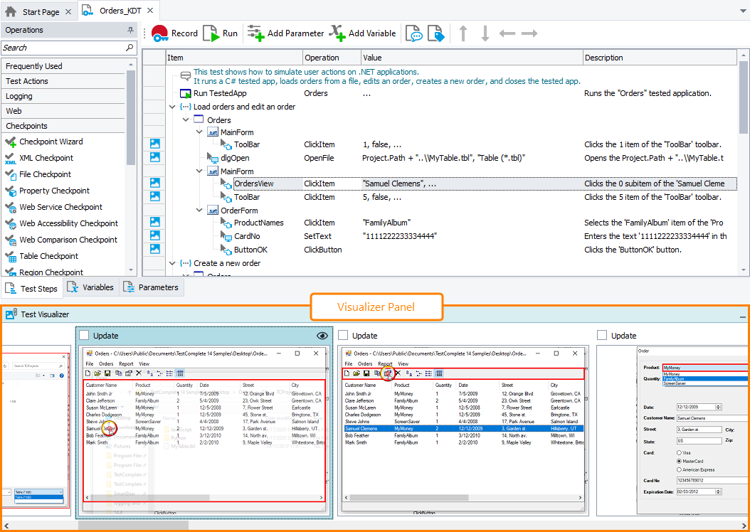 Test Visualizer Panel Test Visualizer Panel