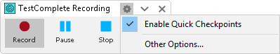 Enable Quick Checkpoints Getting Started with TestComplete (Web): Enabling Quick Checkpoints