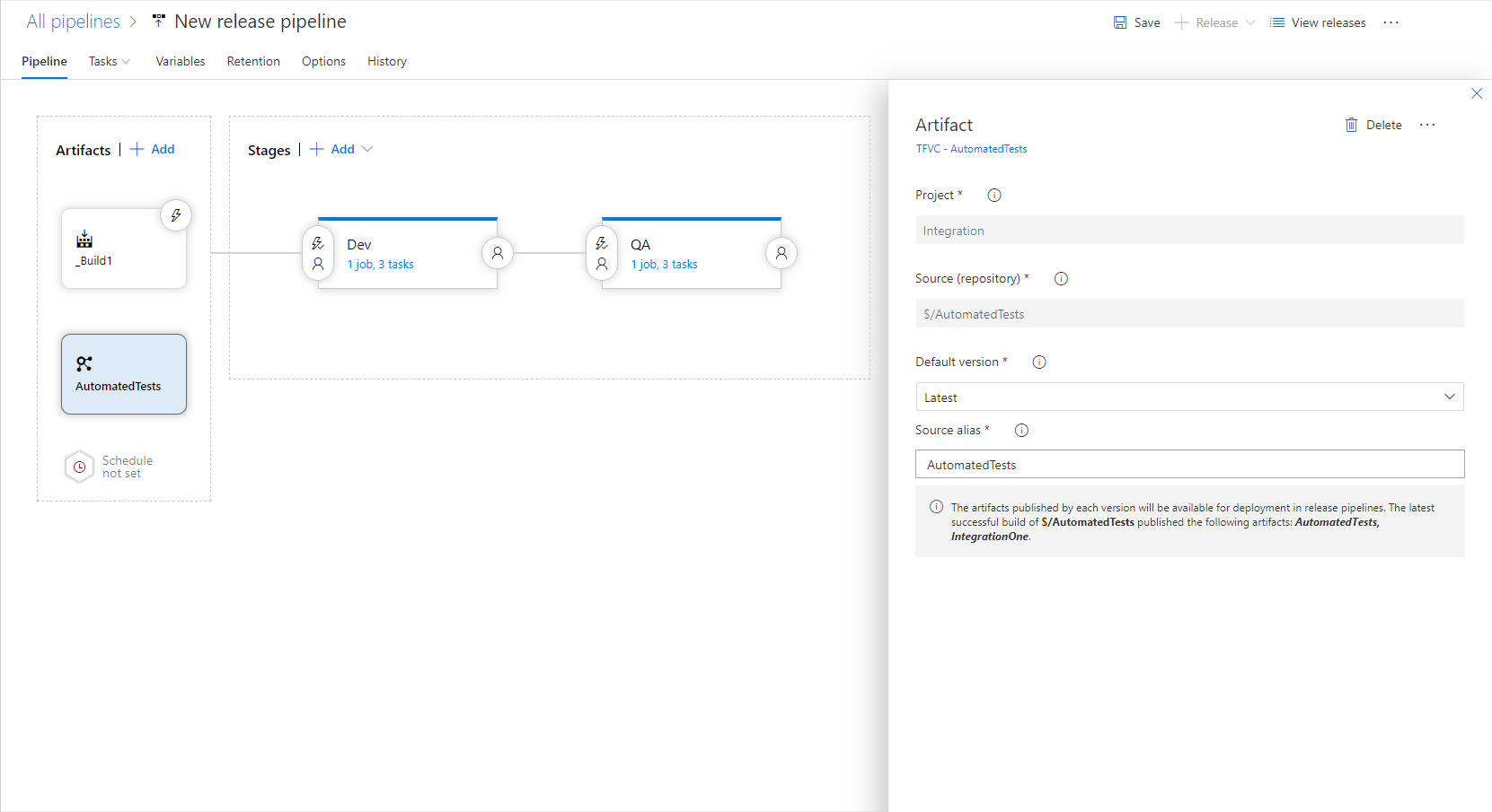 TestComplete integration with Azure DevOps: Selecting artifacts TestComplete integration with Azure DevOps: Select artifacts