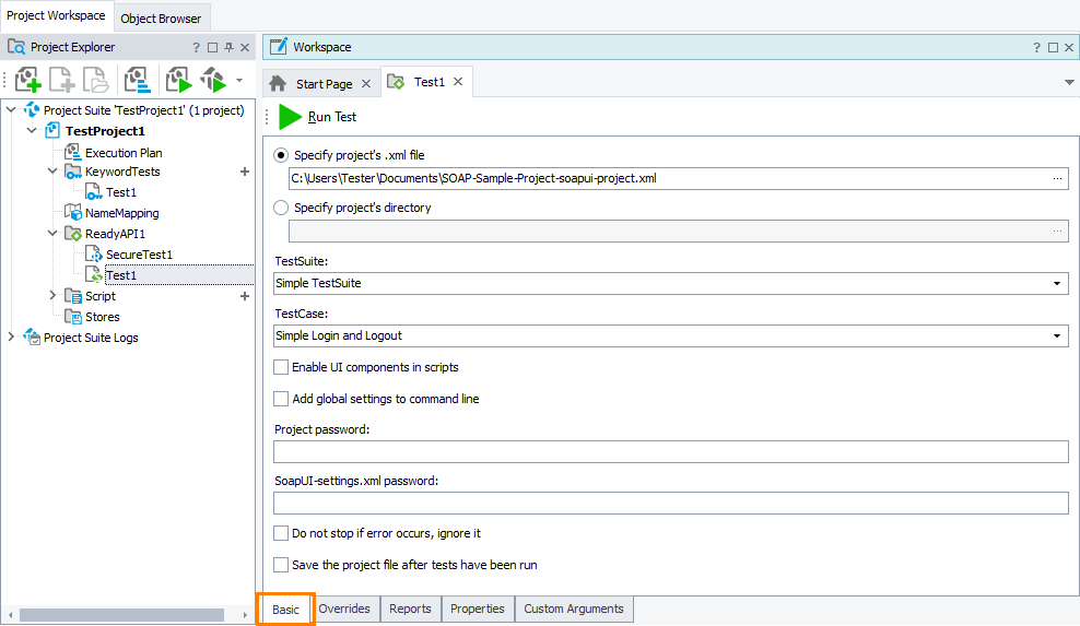 ReadyAPI Test editor: Basic page ReadyAPI Test editor: Basic page