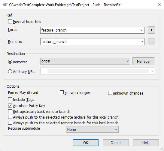 TortoiseGit Push Dialog TortoiseGit Push Dialog