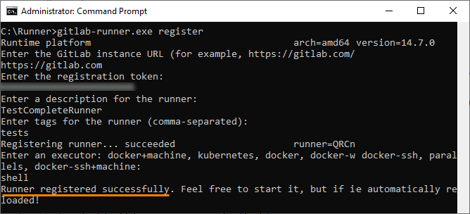 The registered GitLab runner The registered GitLab Runner