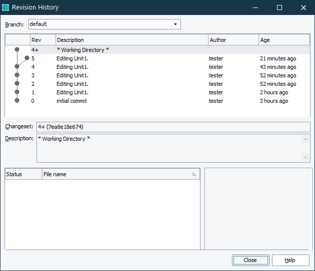 TestComplete Revision History Dialog TestComplete Revision History Dialog
