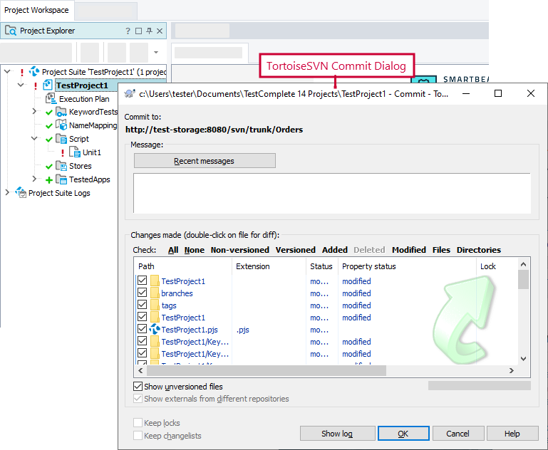 TortoiseSVN Native Dialog in TestComplete TortoiseSVN Native Dialog in TestComplete
