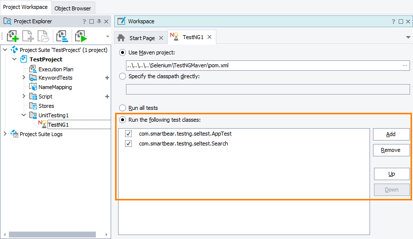 Selenium test classes to run Selenium test classes to run