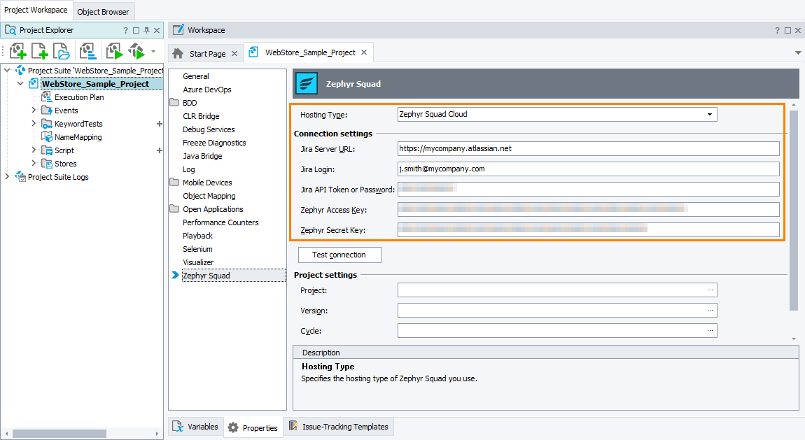 Setting connection settings Set connection settings