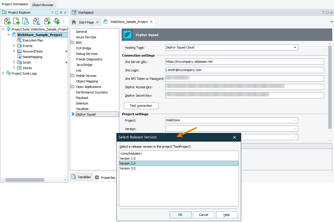 Selecting a Jira project’s release version Selecting a Jira project’s release version