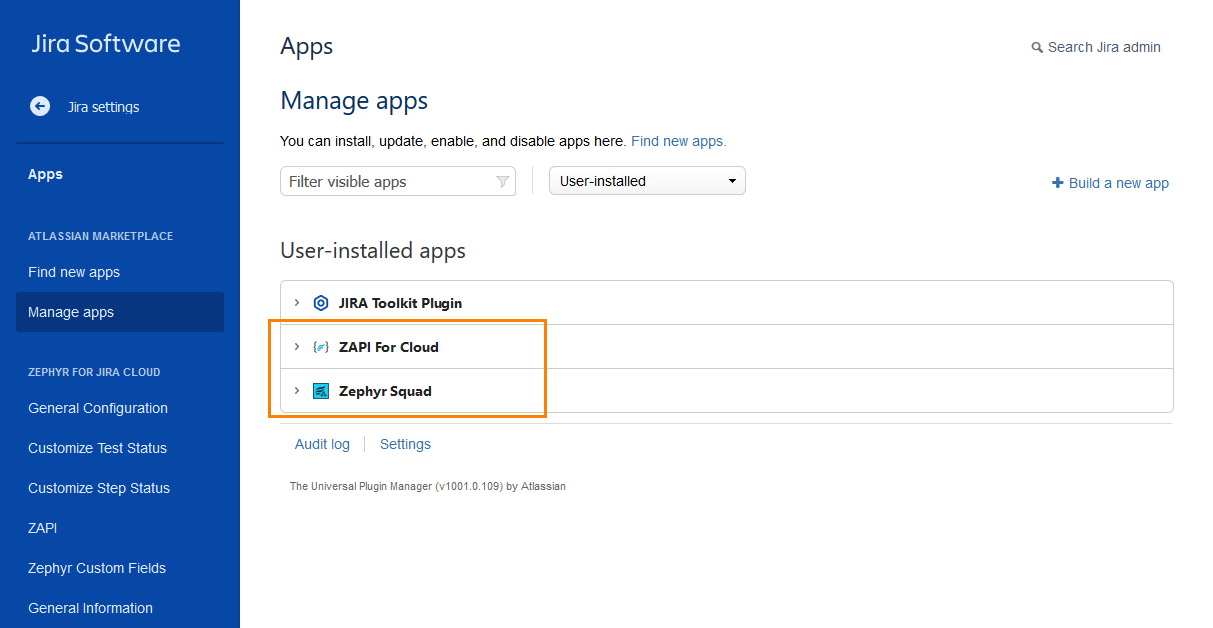 Zephyr add-ons installed in Jira Zephyr add-ons installed in Jira