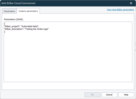 Specifying environment parameters Specifying environment parameters