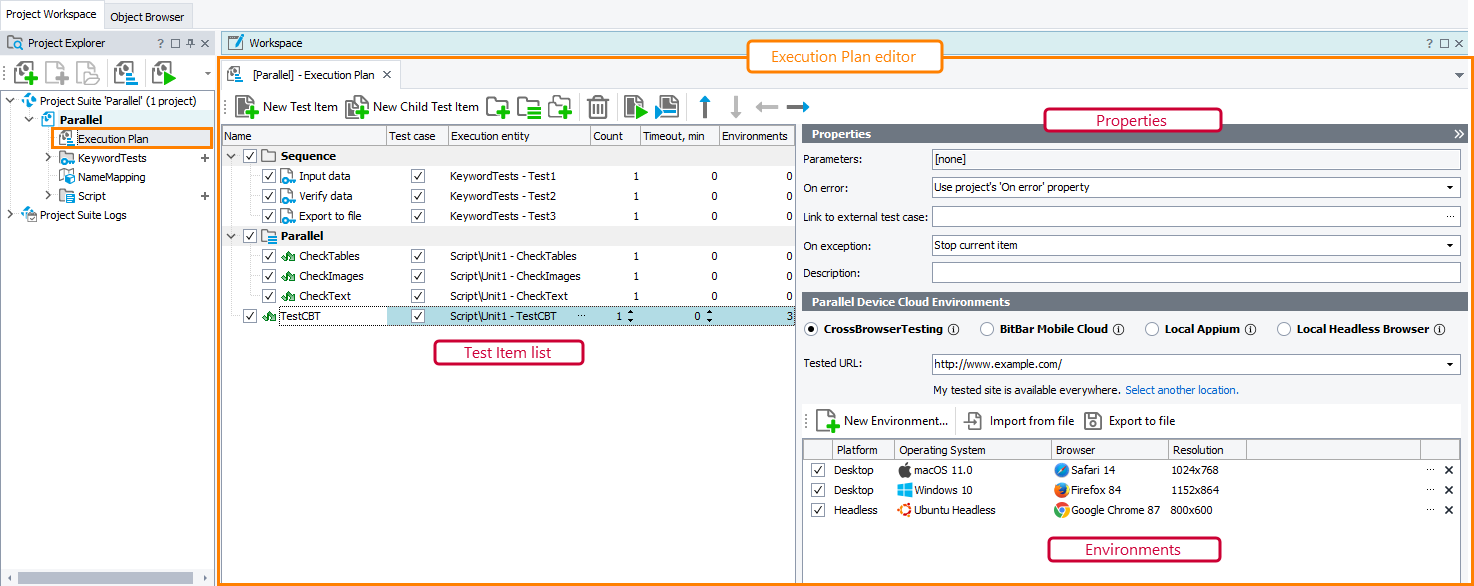 The Execution Plan editor The Execution Plan editor