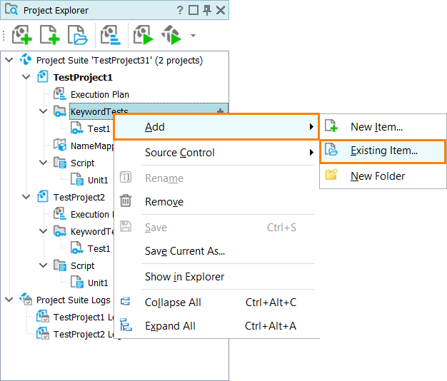 Sharing project items Sharing project items