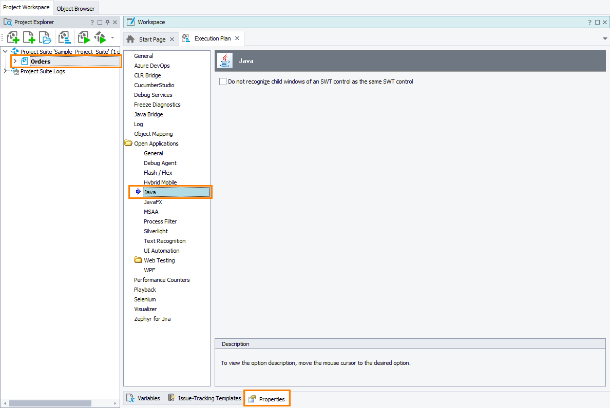 TestComplete Project Properties - Java TestComplete Project Properties - Java