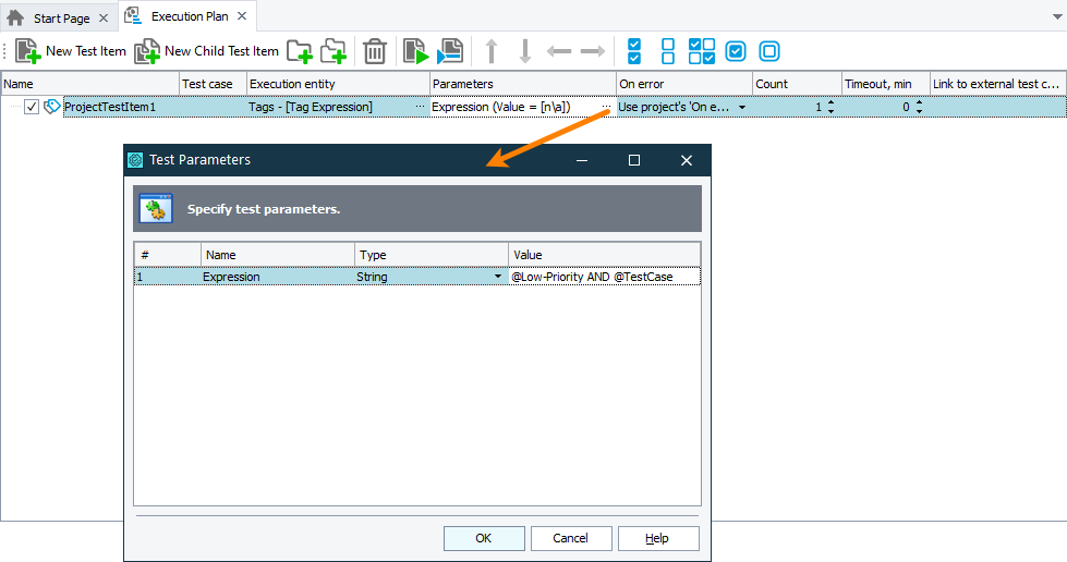 Specifying tag expression