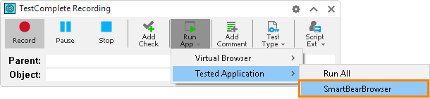 Running SmartBearBrowser during recording Running SmartBearBrowser during recording