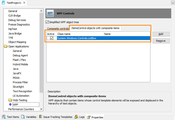 Project Properties: WPF Controls